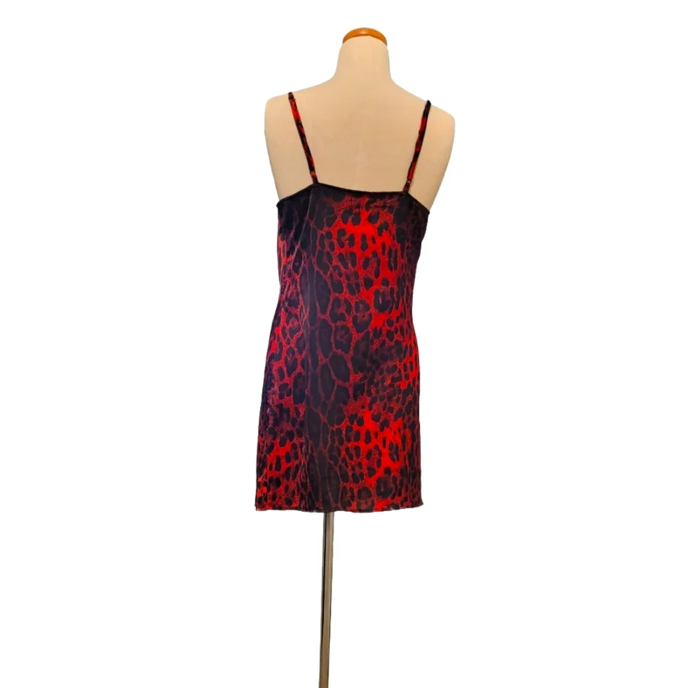 Boo Hoo Leopard Cowl Neck Spaghetti Strap Zip Mini Dress